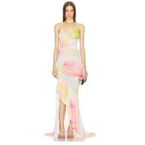 REVOLVE Pastel Tie-Dye Maxi Dress in Pink, Yellow & Green
